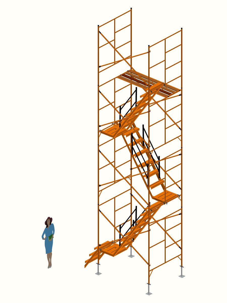Vista completa del modelo 3D de Torre de escalera
