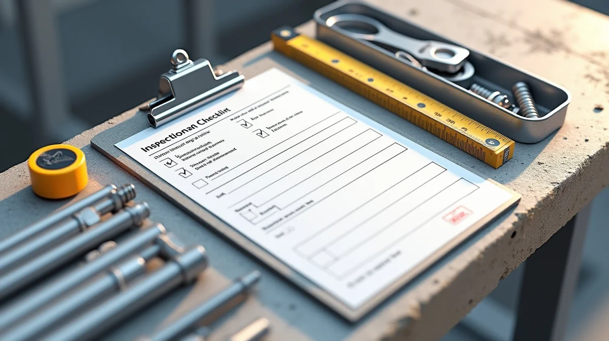Ilustración de un checklist de inspección de cimbra metálica, mostrando los ítems a revisar